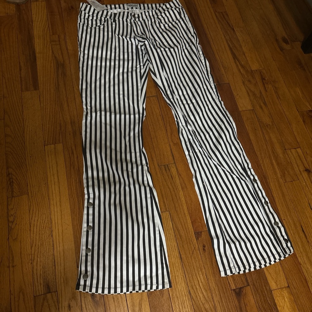 Striped Black and White Women's Jeans